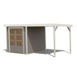 LESENA VRTNA HIŠKA KARIBU JUPITER D+ PODALJŠEK STREHE 2.35M, BELI OKVIR