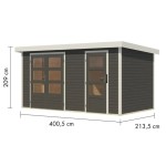 LESENA VRTNA HIŠKA KARIBU MERKUR B TERRA SIVA 404X217X211 - slika 3