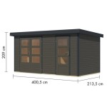 LESENA VRTNA HIŠKA KARIBU MERKUR B TERRA SIVA 404X217X211 - slika 3