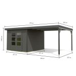 LESENA VRTNA HIŠKA KARIBU PLUTO B+ PODALJŠEK STREHE 3M, ANTRACIT - slika 12