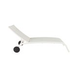 LEŽALNIK IZ TEKSTILENA NATERIAL LYRA II S KOLESI BEL ALU, TEKSTILEN