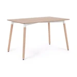 Miza DAVID 120X80 . Jedilna miza DAVID v dimenziji 120 x 80 cm, dobavljiva v barvi bela/bukev. Noge so izdelane iz bukovega lesa. Mizna plošča pa je izdelana