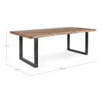 Miza NOTTINGHAM 220X100 . Miza NOTTINGHAM 220X100 je elegantna miza, ki popestri vsak prostor. Mizna plošča je narejena iz akacijevega lesa, z kovinskimi