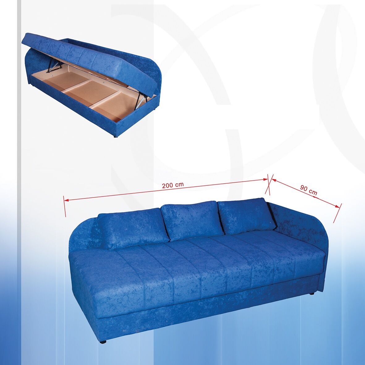 Postelja SANJA je klasična postelja primerna za otroške ali mladinske sobe ali kot dodatno ležišče v vsakem prostoru. Je dvižna, ima velik predal za