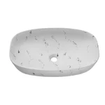 Nadpultni kopalniški umivalnik JANA je narejen iz keramike v beli mat barvi z črnimi vzorci. Vsaki kopalnici bo dodal izgled elegance ter modernosti.