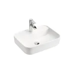 Nadpultni kopalniški umivalnik MAGI 50D . Nadpultni kopalniški umivalnik MAGI 50D je trpežen umivalnik sodobnih linij. Narejen je iz keramike v beli barvi