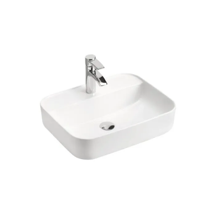 Nadpultni kopalniški umivalnik MAGI 50D . Nadpultni kopalniški umivalnik MAGI 50D je trpežen umivalnik sodobnih linij. Narejen je iz keramike v beli barvi