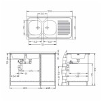 NERJAVNO POMIVALNO KORITO ALVEUS CLASSIC 100, LEVI, SATIN 1200X600 MM - slika 4