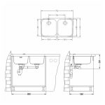 NERJAVNO POMIVALNO KORITO ALVEUS DUO 30, SATIN 752X440 MM - slika 6