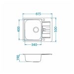 NERJAVNO POMIVALNO KORITO ALVEUS LINE MAXIM 60, SATIN 615X500 MM - slika 7