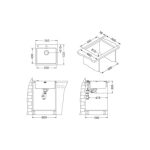 NERJAVNO POMIVALNO KORITO ALVEUS PURE 70, SATIN 565X525 MM - slika 5