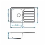 NERJAVNO POMIVALNO KORITO ALVEUS ZOOM MAXIM 20, SATIN 790X500 MM - slika 7