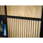 Nizka omara FERI je elegantna in atraktivna. Moderen dizajn, z dodatkom kombinacije črne mat barve ter tiska črnih črt, se bo podal v vsak prostor. Omara