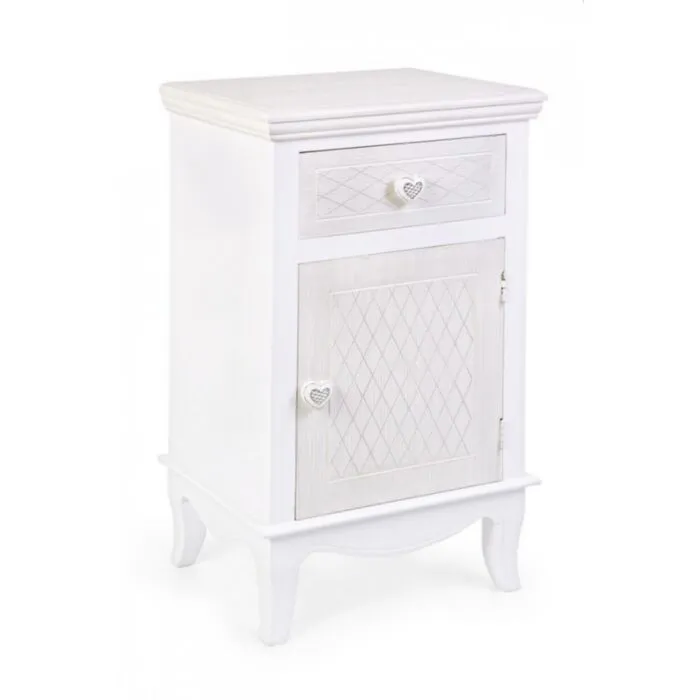 Nočna omarica 1A-1C CHARLENE Nočna omarica 1A-1C CHARLENE . Nočna omarica 1A-1C CHARLENE je narejena iz MDF-ja in ima gumbe iz polismole, kar zagotavlja kakovost in dolgo življenjsko