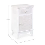 Nočna omarica 1A-1C CHARLENE . Nočna omarica 1A-1C CHARLENE je narejena iz MDF-ja in ima gumbe iz polismole, kar zagotavlja kakovost in dolgo življenjsko