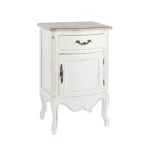 Nočna omarica 1A-1C JUSTINE . Nočna omarica JUSTINE, je eleganten kos pohištva, ki popestri vaš prostor. Narejena je iz pavlovnije s vrhom iz furnirja in