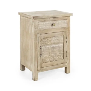 Nočna omarica 1A-1C MAYRA . Nočna omarica 1A-1C MAYRA ima okvir iz lesa z ročno izrezanimi okraski, zadnje strani so iz MDF-ja. Imajo medeninaste ročaje.