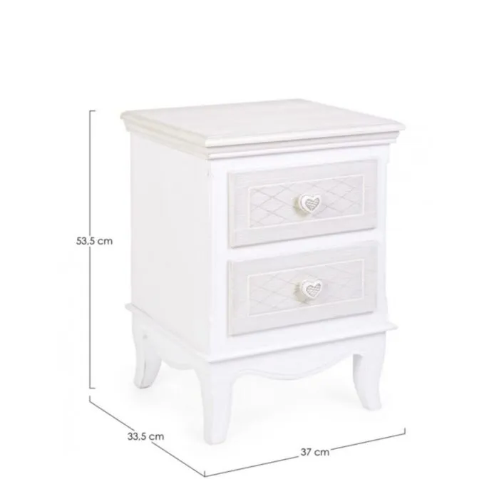 Nočna omarica 2C CHARLENE Nočna omarica 2C CHARLENE . Nočna omarica 2C CHARLENE je narejena iz MDF-ja in ima gumbe iz polismole. Gumbki pripomorejo k dodatni eleganci in