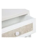 Nočna omarica 2C MONTIEL . Nočna omarica 2C MONTIEL je narejena iz MDF-ja, sprednja stran predala je ovlečena v tkanino, noge so iz kovine. Material: - MDF