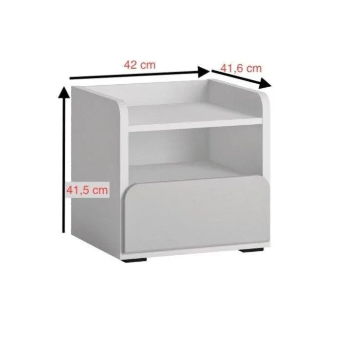 Nočna omarica ALBA Nočna omarica ALBA . Nočna omarica ALBA, je izdelana iz MDF-ja in opremljena z ABS robovi, združuje funkcionalnost in stil. V elegantni kombinaciji bele in