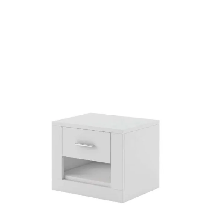 Nočna omarica ARTUR Nočna omarica ARTUR . Nočna omarica ARTUR je moderna a hkrati elegantna nočna omarica, bele barve. Primerna je za vsako spalnico. Ima predal in pod njim