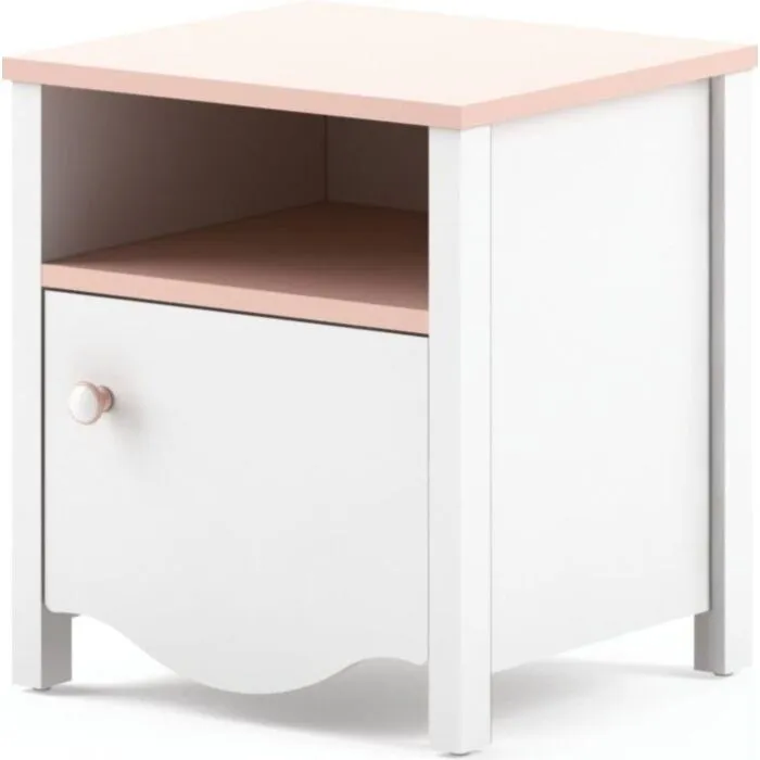 Nočna omarica BELLA Nočna omarica BELLA . Nočna omarica BELLA je idealna za vsako dekliško spalnico. Ima moderen dizajn s kančkom otroškega pridiha. Material: - Laminirana