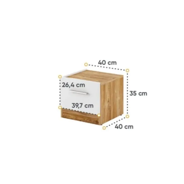 Nočna omarica DANI Nočna omarica DANI . Nočna omarica DANI je primerna za vsako spalnico. Je funkcionalna omarica opremljena z velikim in prostornim predalom. Spuščena mizna