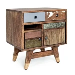 Nočna omarica DHAVAL . Nočna omarica DHAVAL ima okvir iz lesa in MDF-ja. Ima jeklene ročaje. Material: - Les - MDF - Jekleni ročaji Barve: - Les - Mešane