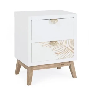 Nočna omarica FOLI . Nočna omarica 2C FOLIUM je narejena iz laminirane plošče, ročaji so jekleni. Dimenzije: širina: 45cm globina: 30cm višina: 60cm