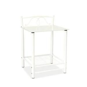 Nočna omarica JANJA . Nočna omararica JANJA je odlične kvalitete. Enostavna za montažo. Izdelana in stekla in kovine, narejena v EU. Barva: - bela / bela