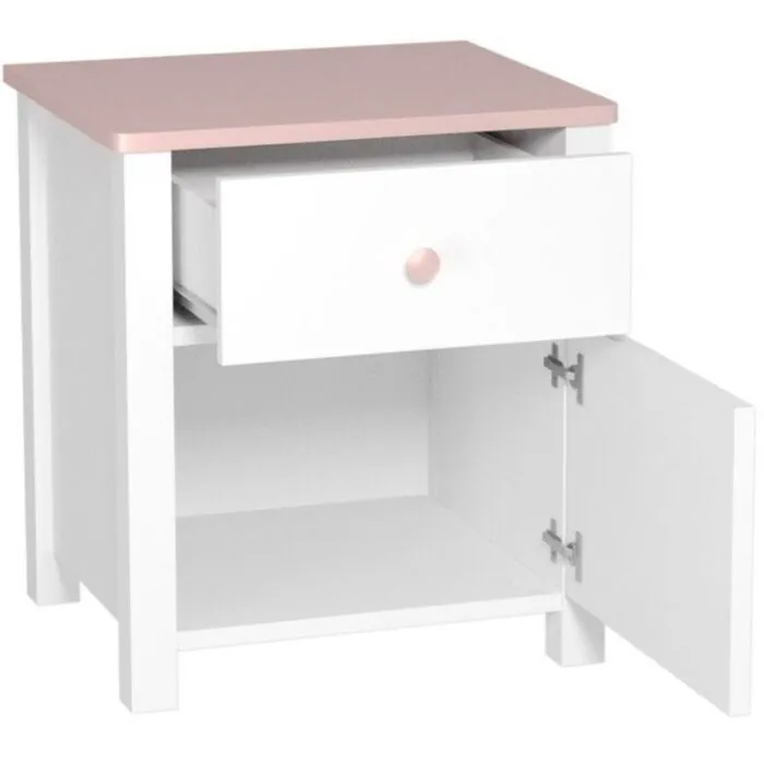 Nočna omarica LINA Nočna omarica LINA . Nočna omarica LINA je omarica s predalom in vrati, zlila se bo v vsak prostor. Material: - Laminirana plošča - ABS robovi - Plastični