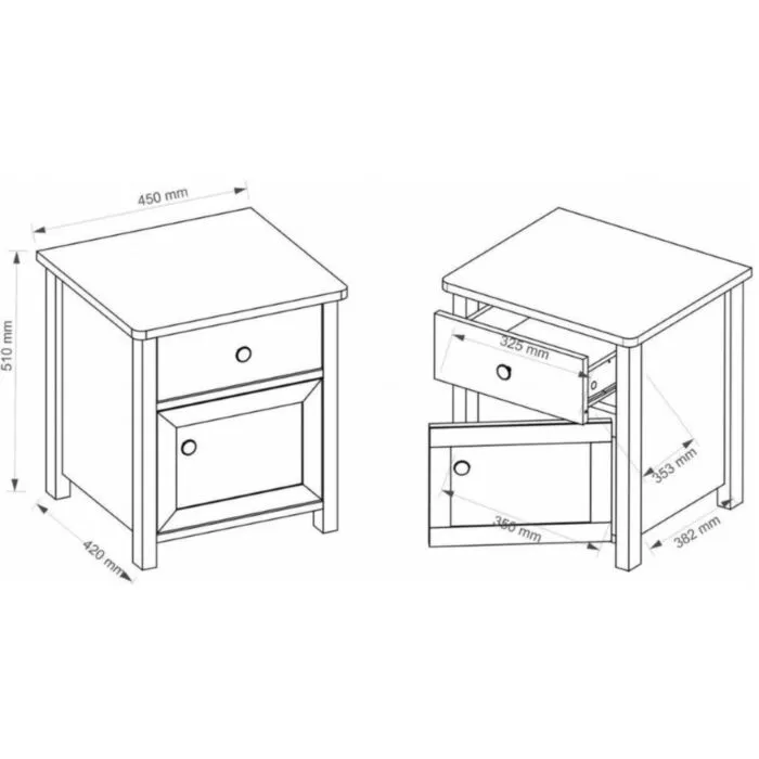 Nočna omarica LINA Nočna omarica LINA . Nočna omarica LINA je omarica s predalom in vrati, zlila se bo v vsak prostor. Material: - Laminirana plošča - ABS robovi - Plastični
