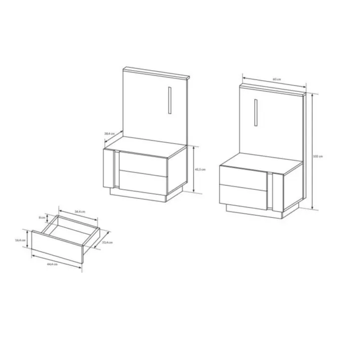 Nočna omarica NANCY Nočna omarica NANCY . Moderno eleganten dizajn nočne omarice NANCY z LED razsvetljavo. Narejena iz odličnih materialov v bela visoki sijaj/hrast dekorju.