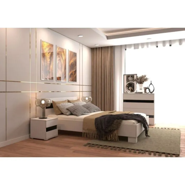 Nočna omarica POMLAD Nočna omarica POMLAD . Nočna omarica POMLAD je primerna za vsako spalnico. Narejena je iz visokokakovostne laminirane plošče, debeline 16 mm. Robovi so