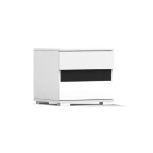 Nočna omarica POMLAD . Nočna omarica POMLAD je primerna za vsako spalnico. Narejena je iz visokokakovostne laminirane plošče, debeline 16 mm. Robovi so