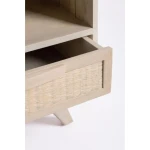 Nočna omarica SAHANA . Nočna omarica SAHANA, je eleganten kos pohištva, ki popestri vaš prostor. Narejena je iz kakovostnega mangovega lesa, naslonjalo in