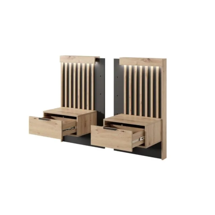 Nočna omarica TINAJA . Elegantna in moderna nočna omarica TINAJA, je narejena iz odličnih materialov v barvi artisan hrast s kombinacijo antracit. Narejena