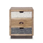 Nočna omarica TUDOR . Nočna omarica TUDOR je narejena iz lesenega okvirja (mango), podnožje je kovinsko. Dimenzije: širina: 45cm globina: 33cm višina: