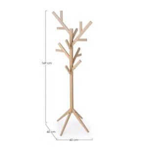 Obešalnik DAIKI drevo . Obešalnik DAIKI je narejen iz lesa- hrast. Dimenzije: širina: 60cm globina: 60cm višina: 169cm