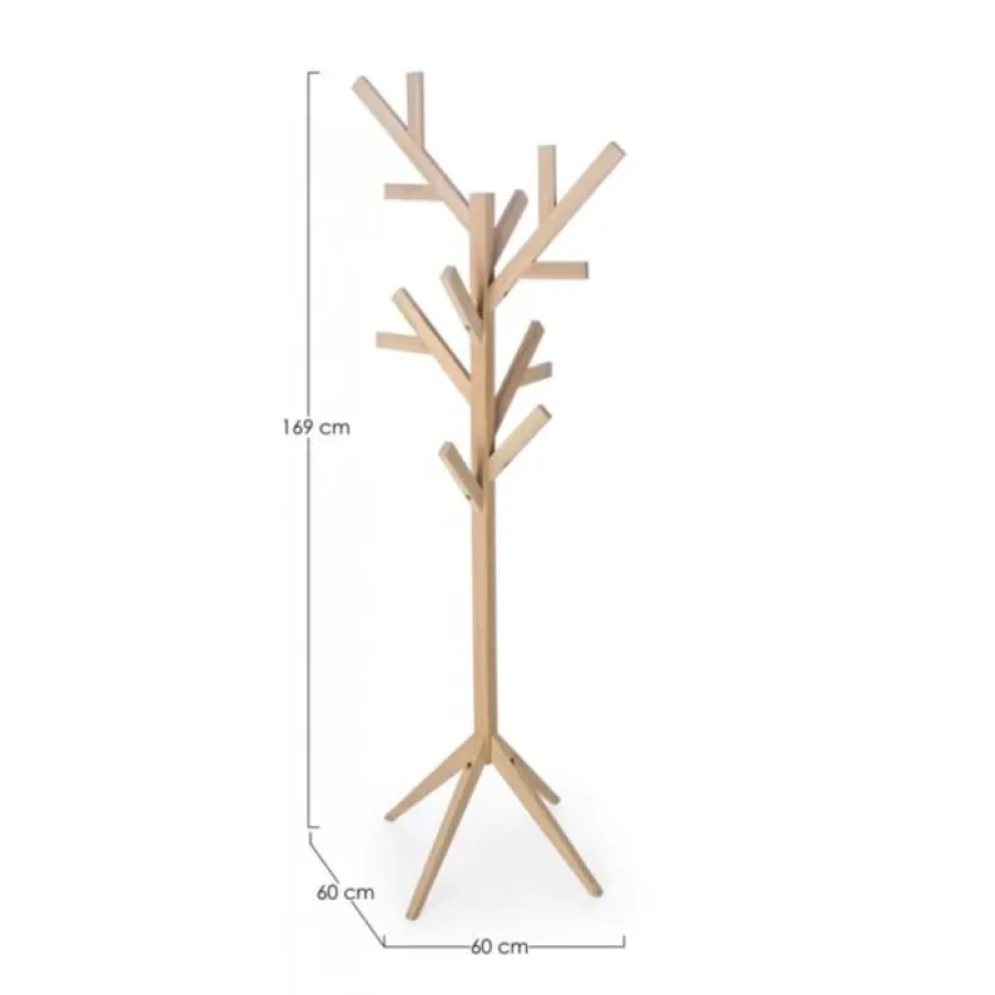 Obešalnik DAIKI drevo . Obešalnik DAIKI je narejen iz lesa- hrast. Dimenzije: širina: 60cm globina: 60cm višina: 169cm