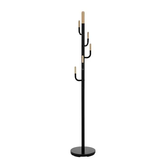 Obešalnik SLAVKO Obešalnik SLAVKO . Praktičen obešalnik SLAVKO, primeren za vsak prostor. Narejen je iz jekla prašno barvanega v črno barvo. Dodatki so leseni. Dobavljiv