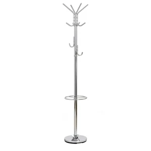 Obešalnik SUADA . Praktičen obešalnik SUADA, primeren za vsak prostor. Narejen je iz nerjavečega jekla v srebrni barvi. Dimenzija : - Fi: 30 cm - V: 181 cm