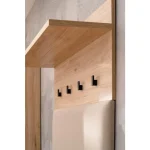 Obešalnik za predsobo BERI . Obešalnik za predsobo BERI je eleganten ter atraktiven. Obešalna stena je oblazinjena v velvet bež blagu. Moderen dizajn v