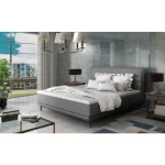 Oblazinjena postelja DUNJA 180x200 . Moderna udobna postelja DUNJA vam bo zagotovila miren spanec. Dobavljiva je v več barvah blaga. Ležišče je vzmeteno s