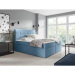 Oblazinjena postelja KING 4 . Udobna in kvalitetna postelja KING vam bo zagotovila miren spanec. Postelja ima dva dvižna ločena predala za shranjevanje