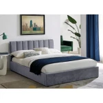 Oblazinjena postelja LEV . Tapecirana postelja LEV je narejena iz kvalitenih materialov in vsebuje predal. Postelja vključuje okvir iz upognjenih četvic,