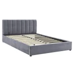 Oblazinjena postelja LEV . Tapecirana postelja LEV je narejena iz kvalitenih materialov in vsebuje predal. Postelja vključuje okvir iz upognjenih četvic,