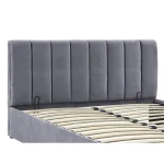 Oblazinjena postelja LEV . Tapecirana postelja LEV je narejena iz kvalitenih materialov in vsebuje predal. Postelja vključuje okvir iz upognjenih četvic,