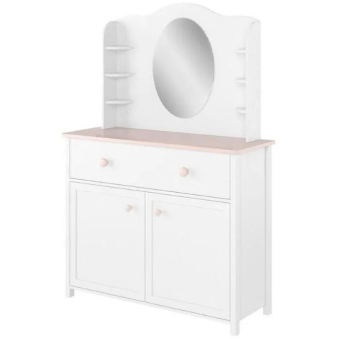 Ogledalo LINA Ogledalo LINA . Ogledalo LINA je podaljšek toaletne mize primeren za kombinirati s komodo LINA ter pisalno mizo LINA. Opremljeno je z velikim, ovalnim