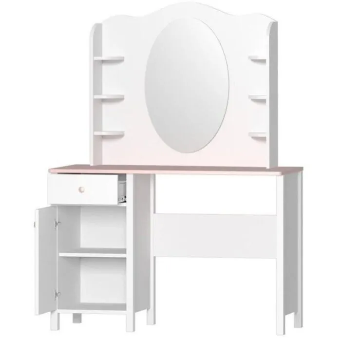 Ogledalo LINA Ogledalo LINA . Ogledalo LINA je podaljšek toaletne mize primeren za kombinirati s komodo LINA ter pisalno mizo LINA. Opremljeno je z velikim, ovalnim